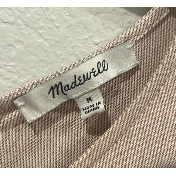 MADEWELL Striped Red White Button Back Tie Shirt - Picture 6 of 9